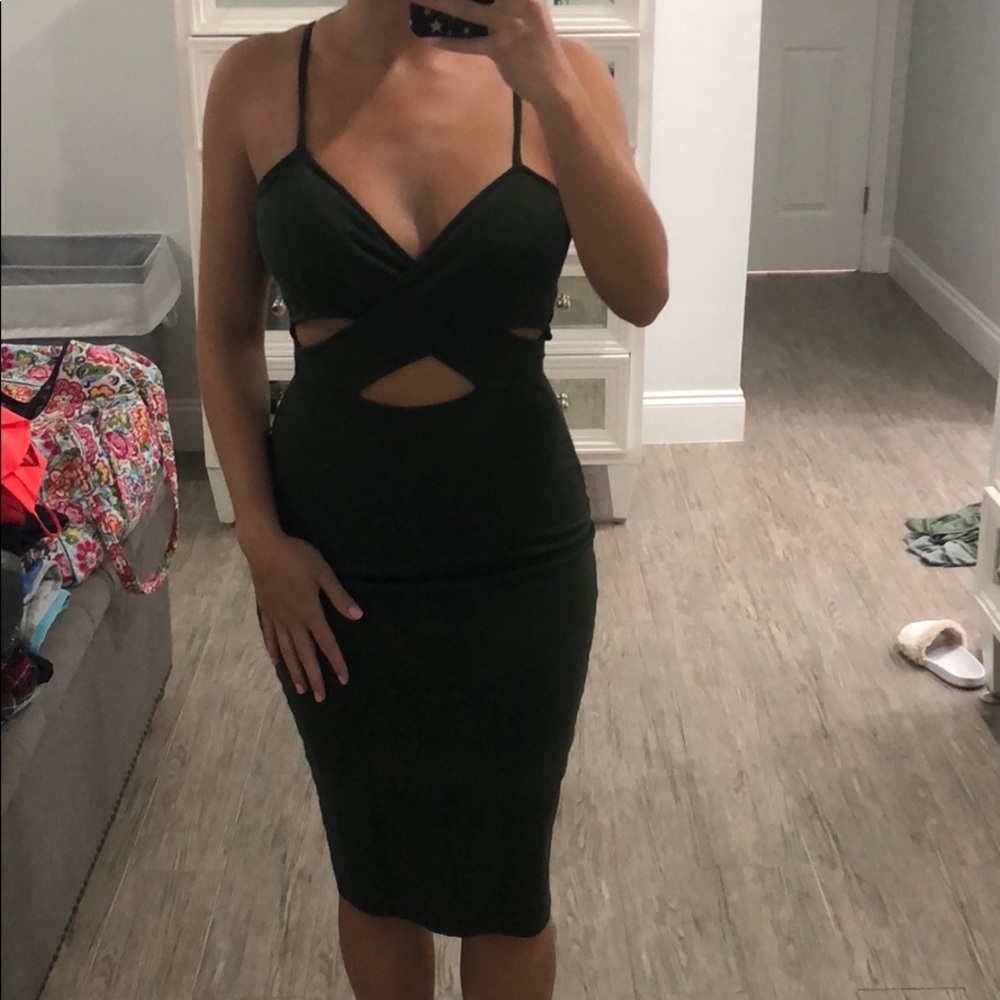 Olive green cut out dress